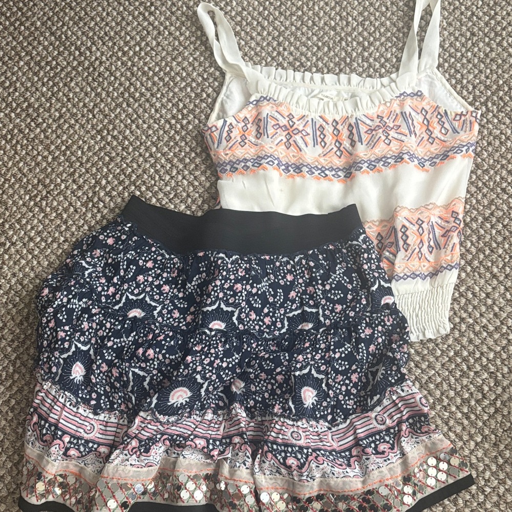 Tularosa Embroidered Cream and Orange Top